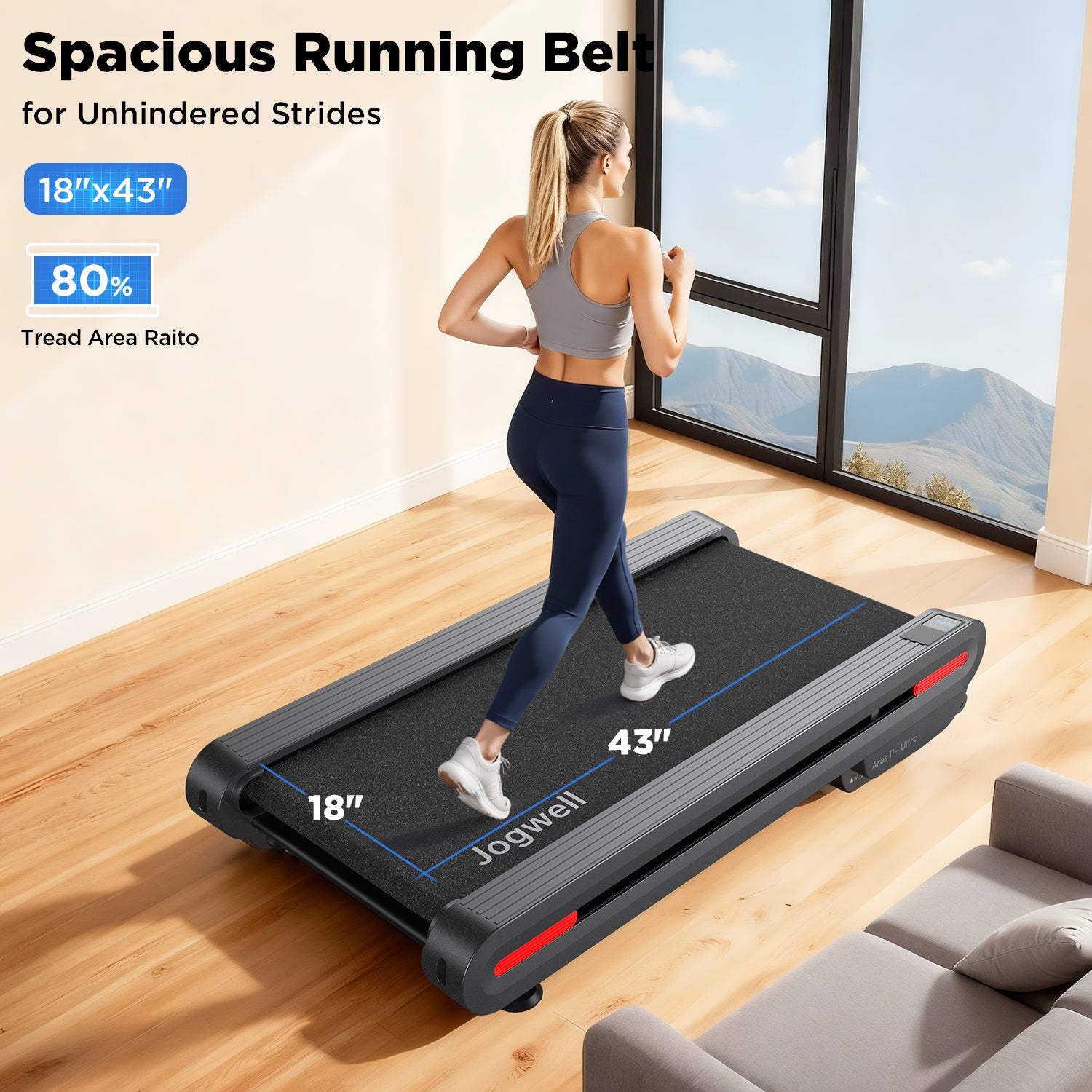 Jogwell Ares 11 Ultra Fulldeck walking pad with 12% Auto incline