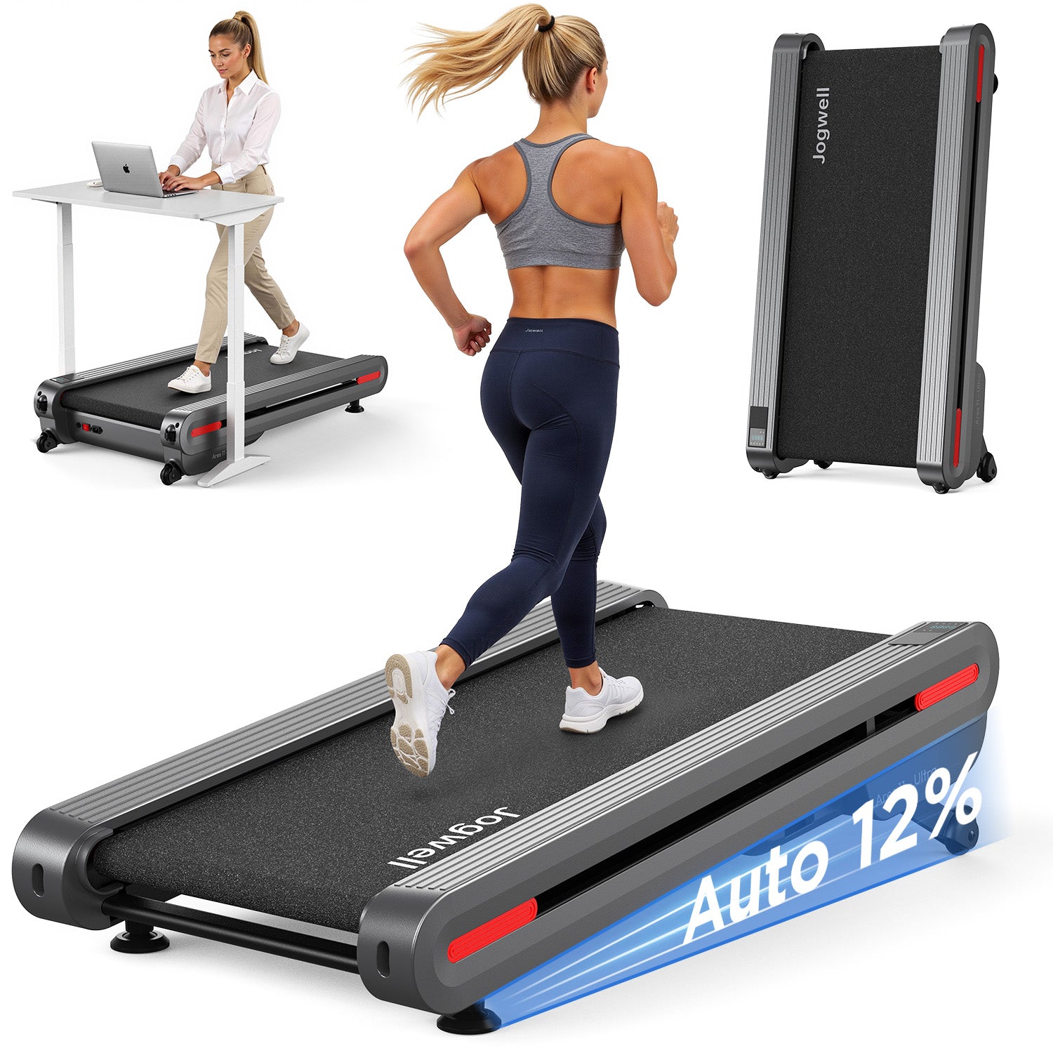 Jogwell Ares 11 Ultra Fulldeck walking pad with 12% Auto incline