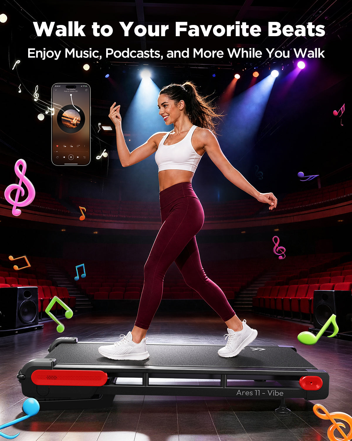 Jogwell Ares 11 Vibe Full Deck Walking Pad with 15%Auto incline and BT speaker