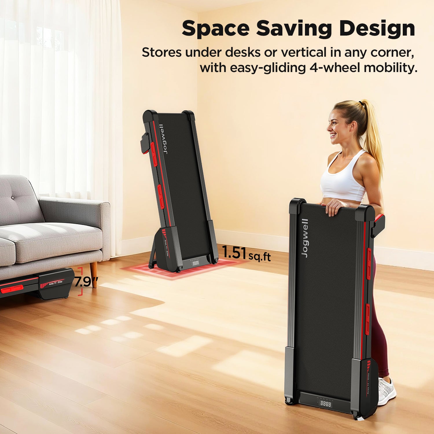 Jogwell Ares 11 Elite Full Deck Walking Pad with 15%Auto incline