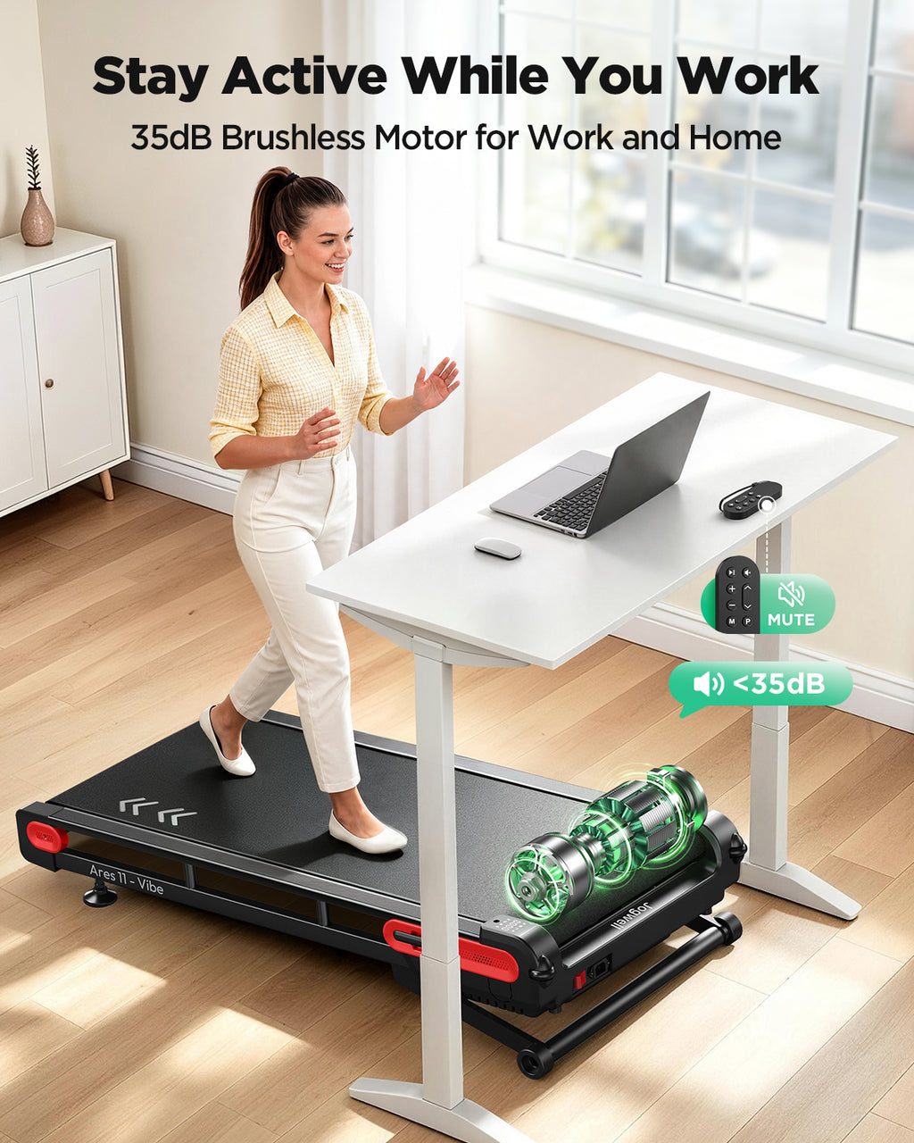Jogwell Ares 11 Vibe Full Deck Walking Pad with 15%Auto incline and BT speaker