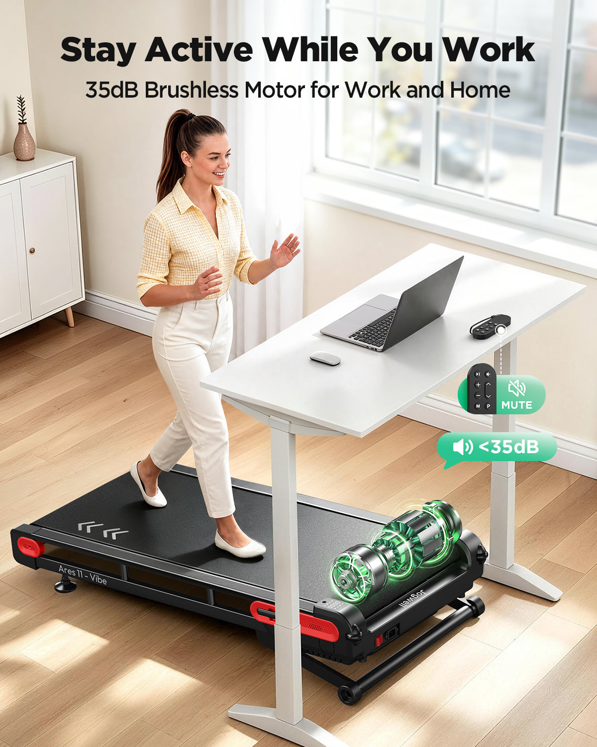Jogwell Ares 11 Vibe Full Deck Walking Pad with 15%Auto incline and BT speaker